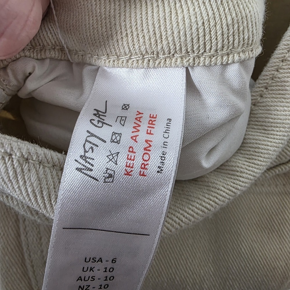 Nasty Gal Cream Tapered Straight Grunge High Waisted Front Seams Jeans Size 6 View 4